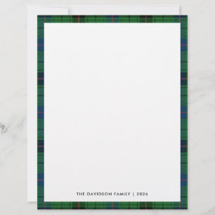 En-tête De Lettre Tartan Vert Mignon Plaid Rustique Famille