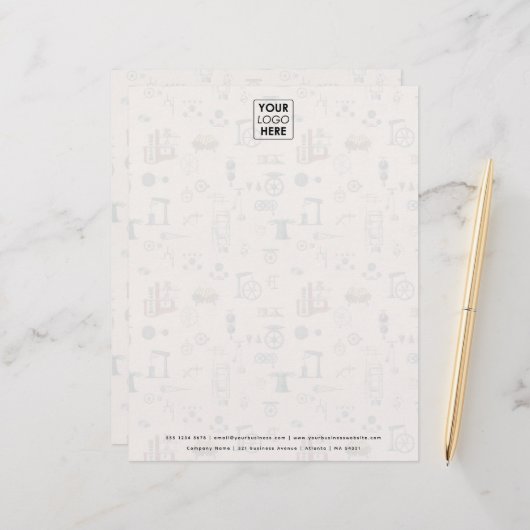 En-tête De Lettre Technique antique Mécanique Scientifique Personnal (Devant/Arrière en situation)