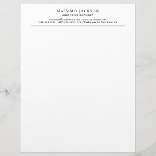 En-tête De Lettre Tendance Moderne Simple Noir & Blanc Professionnel