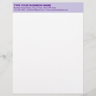 En-tête De Lettre Textes clairs sur le titre violet monochrome de
