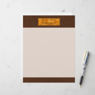 En-tête De Lettre Texture de faux cuir marron avec bannière en feuil