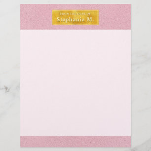 En-tête De Lettre Texture de faux cuir rose avec feuille d'or et tex