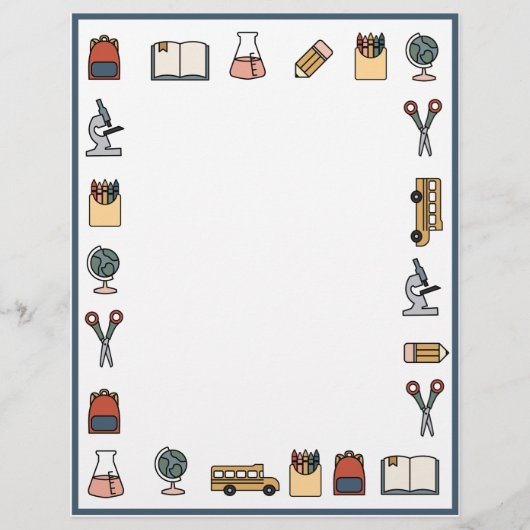 En-tête De Lettre Thème de l'école primaire enseignant Livre d'autob (Devant)