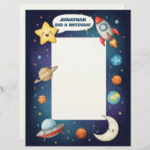 En-tête De Lettre Thème Espace extra-atmosphérique Nom personnalisé (Devant / Derrière)