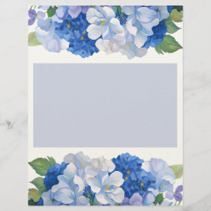 En-tête De Lettre Tons de fleurs bleues