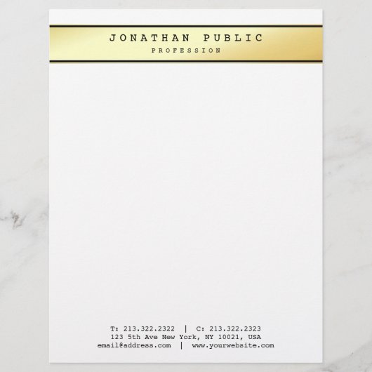 En-tête De Lettre Top Gold moderne Modèle élégant (Devant)