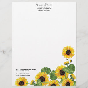 En-tête De Lettre Tournesol Jaune Pays Floral