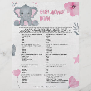 En-tête De Lettre Trivia bébé [Eléphant bébé [rose]