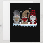 En-tête De Lettre Trois Gnomes Dans Le Buffle Léopard Plaid Noël (Devant / Derrière)