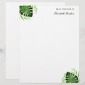 En-tête De Lettre Tropical Feuille Jungle Script Personnalisé Chic (Devant / Derrière)