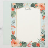 En-tête De Lettre Tropical Floral Stationery Paper (Devant / Derrière)
