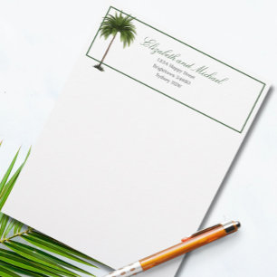 En-tête De Lettre Tropical Palm Tree Green élégant