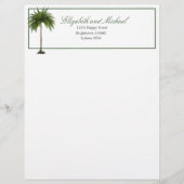 En-tête De Lettre Tropical Palm Tree Green élégant (Devant)