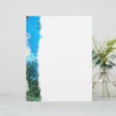 En-tête De Lettre Turquoise Abstrait Océan Bleu et algues (Debout devant)