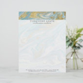 En-tête De Lettre Turquoise & Agate pierre géode Marbre Tourbillon (Debout devant)