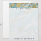 En-tête De Lettre Turquoise & Agate pierre géode Marbre Tourbillon (Devant / Derrière)