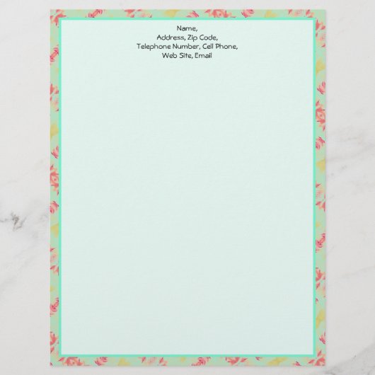 En-tête De Lettre Turquoise et rose (Devant)