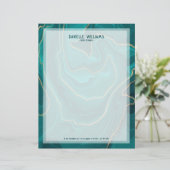 En-tête De Lettre Turquoise liquide abstraite texture de marbre (Debout devant)