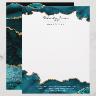 En-tête De Lettre Turquoise - Turquoise et Gold Geode Agate Corporat