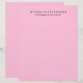 En-tête De Lettre Unique Design Moderne Et Élégant Rose (Devant / Derrière)