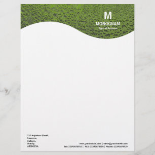 En-tête De Lettre Vague Monogram - Eau Cool - Avocado