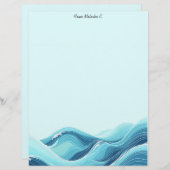 En-tête De Lettre Vagues de l'océan bleu Abstrait (Devant / Derrière)