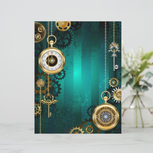 En-tête De Lettre Veille bijoux Steampunk sur un Arrière - plan vert (Debout devant)