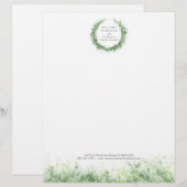 En-tête De Lettre Verdure Sage vert courre d'aquarelle moderne (Devant / Derrière)