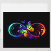 En-tête De Lettre Vibrant infinity with rainbow butterfly on black (Devant / Derrière)