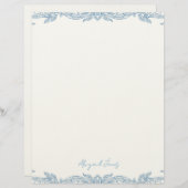 En-tête De Lettre Vintage Blue Personalized Script Name (Devant / Derrière)