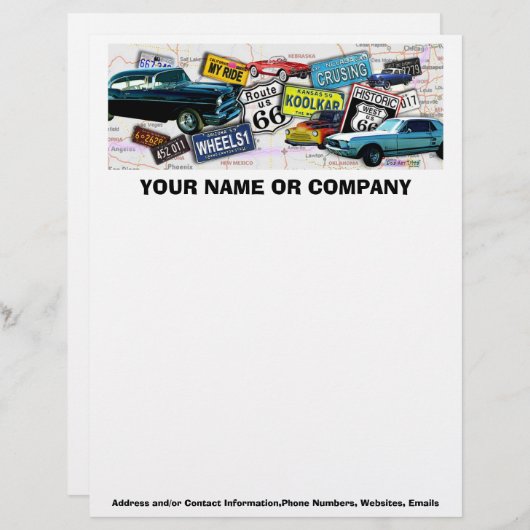 En-tête de lettre - voitures classiques de (Devant / Derrière)