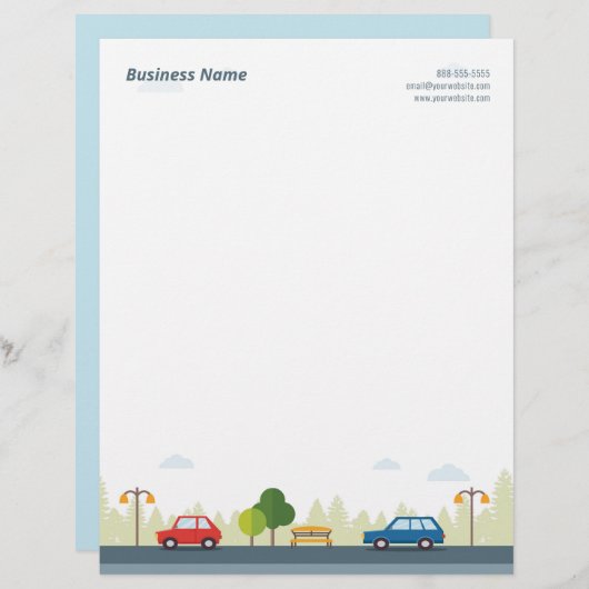 En-tête De Lettre Voitures garées sur une en-tête de rue (Devant / Derrière)