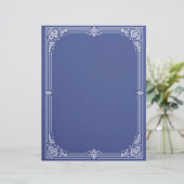 En-tête De Lettre White Art Deco Frame on Dusty Blue Stationery (Debout devant)