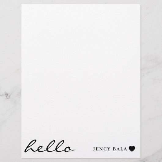 En-tête De Lettre White Minimal Heart | Simple Modern Hello Design (Devant)