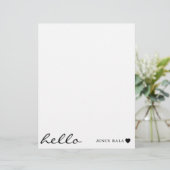 En-tête De Lettre White Minimal Heart | Simple Modern Hello Design (Debout devant)
