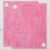 En-tête De Lettre White Rose on Lined Pink Stationery (Devant / Derrière)