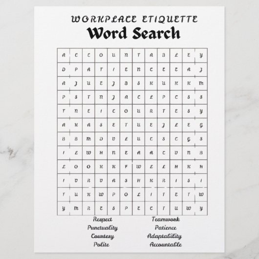 En-tête De Lettre word puzzle/search. (Devant)