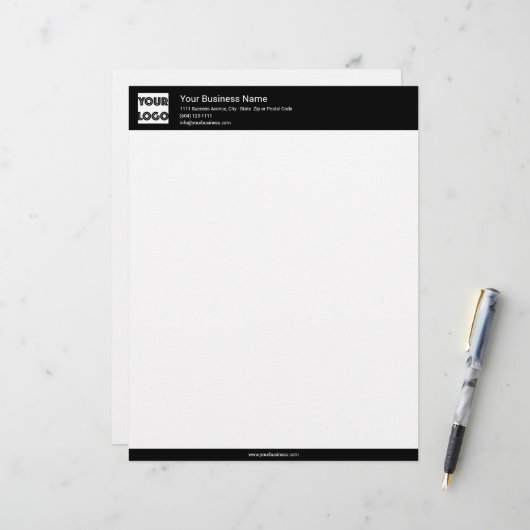 En-tête De Lettre Your Logo Custom Business Black (Devant/Arrière en situation)