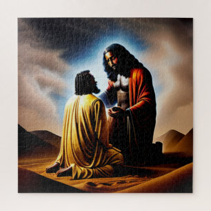 En toen was er Man Black Christelijk Art Puzzle Legpuzzel