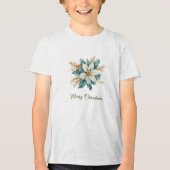 En Tri-matière Aquarelle Turquoise Fleurs de Noël T-shirt (Recto)