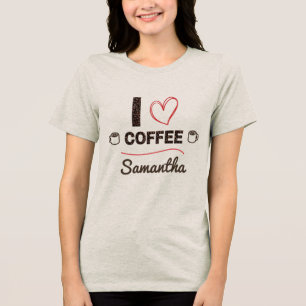 En Tri-matière Cadeau T-Shirt Personnalisé J'aime le Café