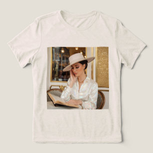 En Tri-matière Café Opalescent De Luxe Portrait D'Un T-Shirt Femm