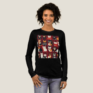 En Tri-matière chats patchwork T-shirt art IA