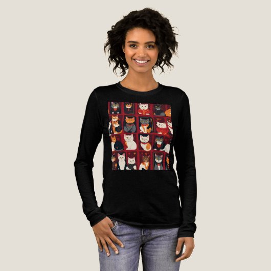 En Tri-matière chats patchwork T-shirt art IA (Recto complet)
