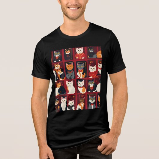En Tri-matière chats patchwork T-shirt art IA (Recto)