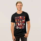 En Tri-matière chats patchwork T-shirt art IA (Recto plein)
