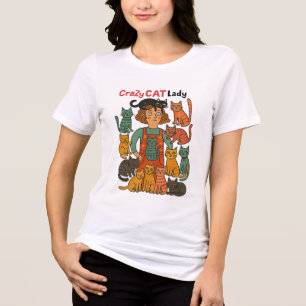 En Tri-matière Chemise Folle Dame aux Chats - T-shirt Design pour