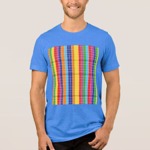 En Tri-matière Chemise T-Shirt à motif de grille arc-en-ciel géom