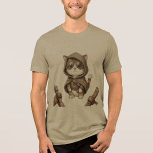 En Tri-matière Chemise T-shirt avec illustration de chouette géom