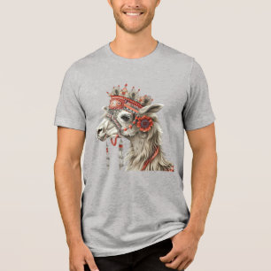 En Tri-matière Chemise T-Shirt d'Art de Lama Bohème – Style Triba